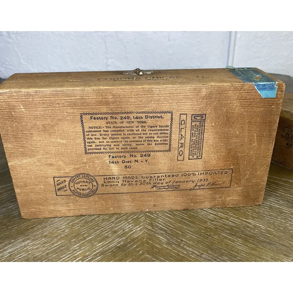 Vintage 1930 Wood Cigar Box X3 Nutura Cedarap Corona Chicas Backs Rex JB Back Co
